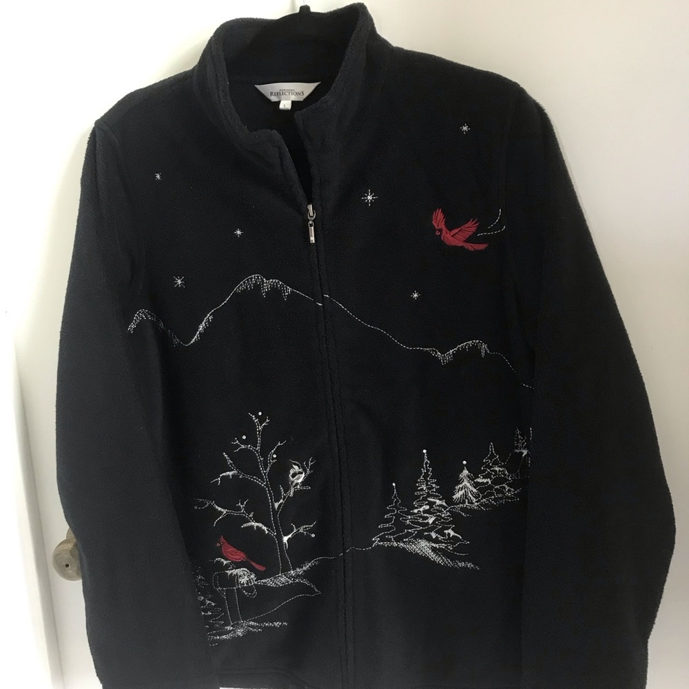 Northern Reflections Black Jacket with Red and White Accents